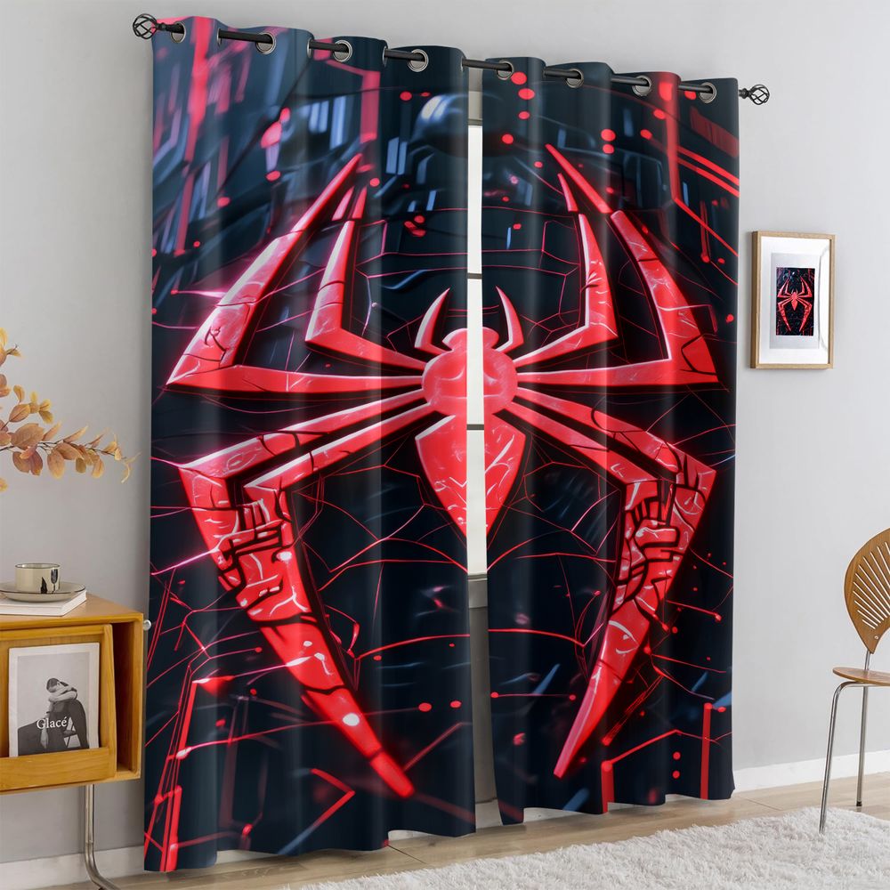 Cortinas con estampado de arañ - Office Tech Room reseña y precio