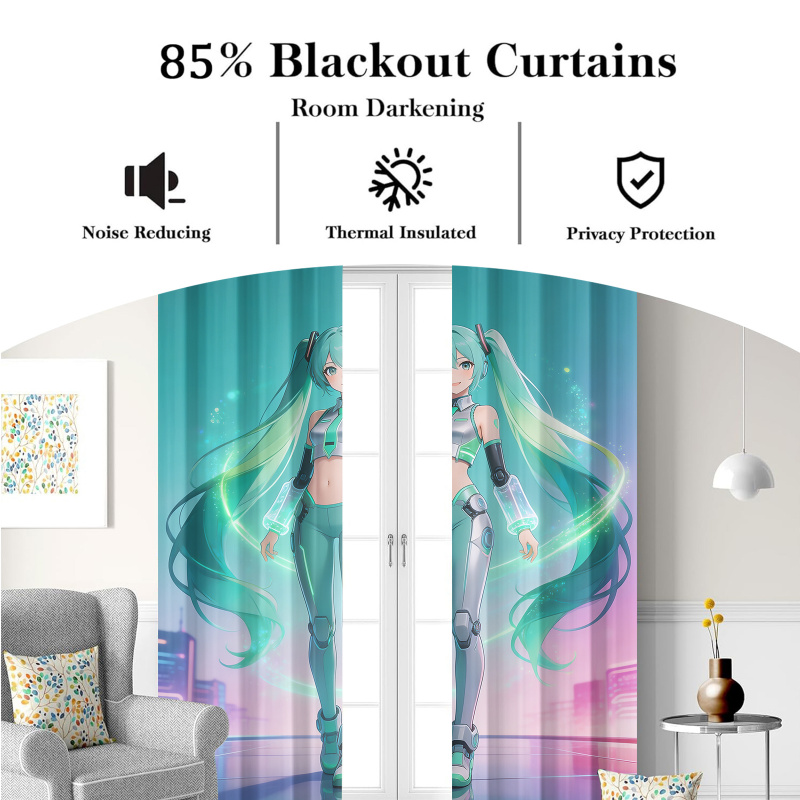 Cortinas opacas de Hatsune Mik - Office Tech Room reseña y precio