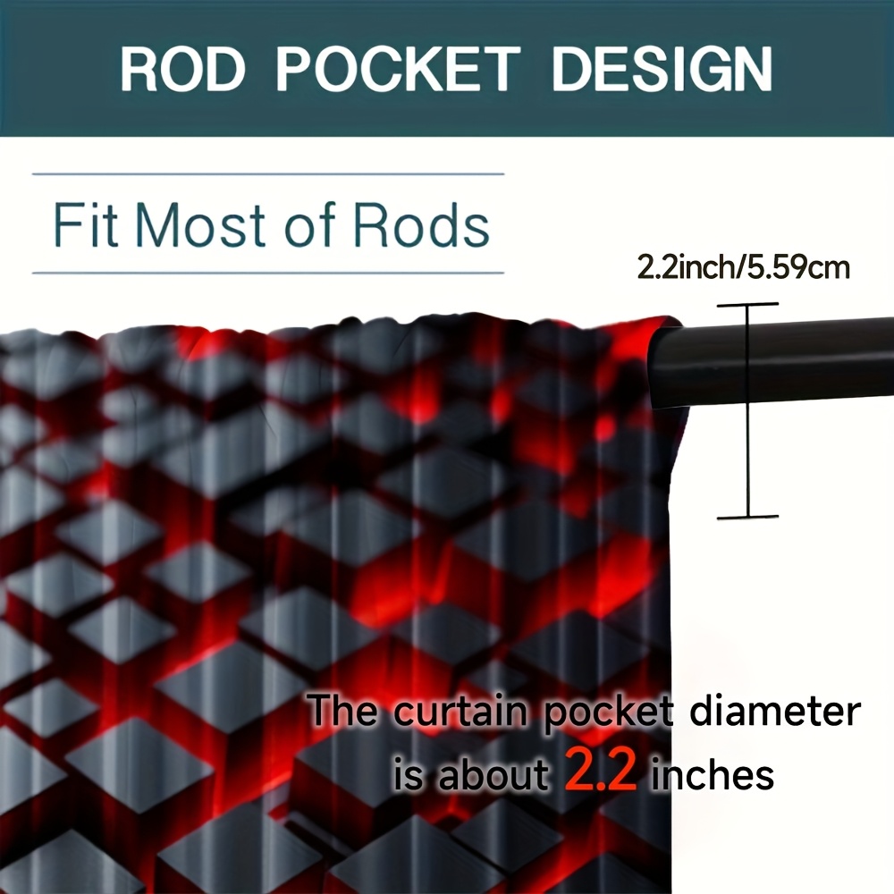 2 Cortinas Geométricas Rojas y - Office Tech Room reseña y precio
